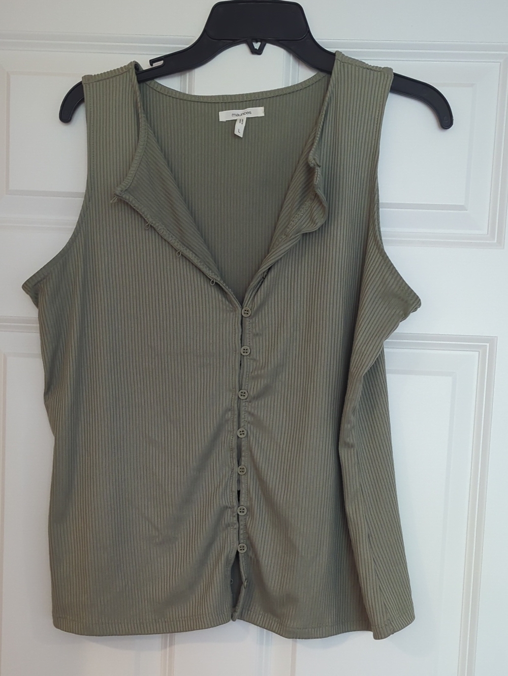 Maurices Olive Green Ribbed Button-Front Tank